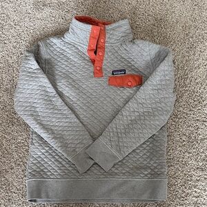 Patagonia Gray Quilted Hoodie with Orange Details